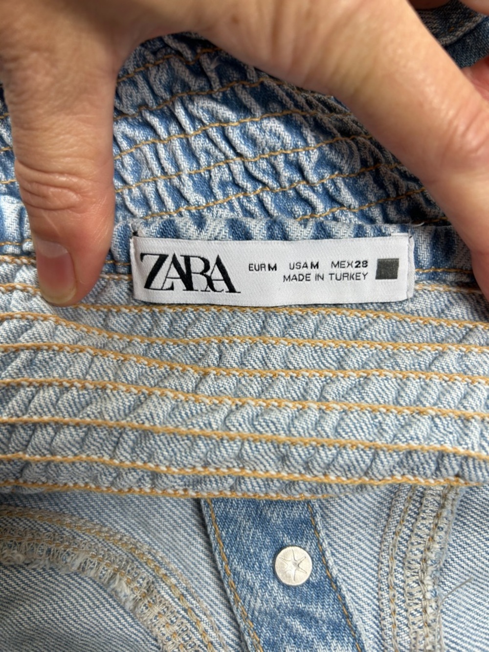 Zara Blue Denim Corset Style Strapless Top | Size Medium - Picture 6 of 7
